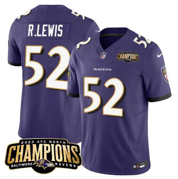 Men & Women & Youth Baltimore Ravens #52 Ray Lewis Purple 2023 F.U.S.E. AFC North Champions Vapor Limited Jersey